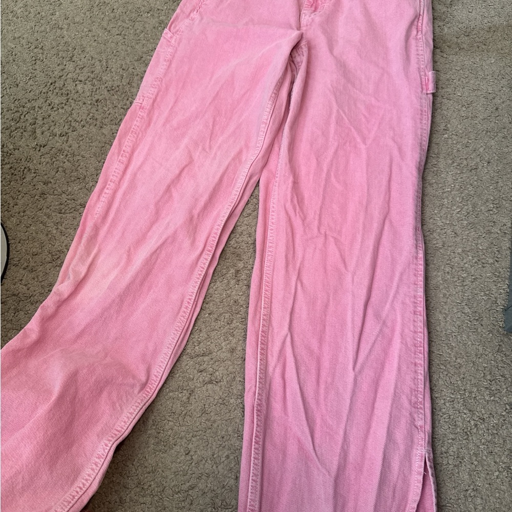 Pink Flare Wide Leg Jeans Statement Piece
